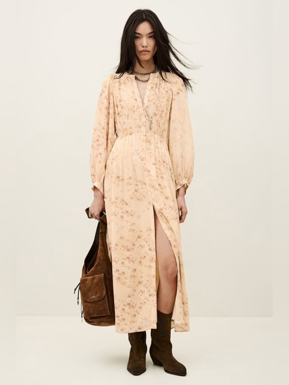 BA&SH Nalda Shirt Midi Dress Ecru Size 1/Small NWT